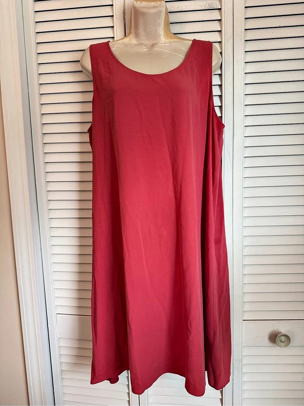 Eileen Fisher Dress Womens Large Pink Coral 100% Silk Lightweight Coastal Career